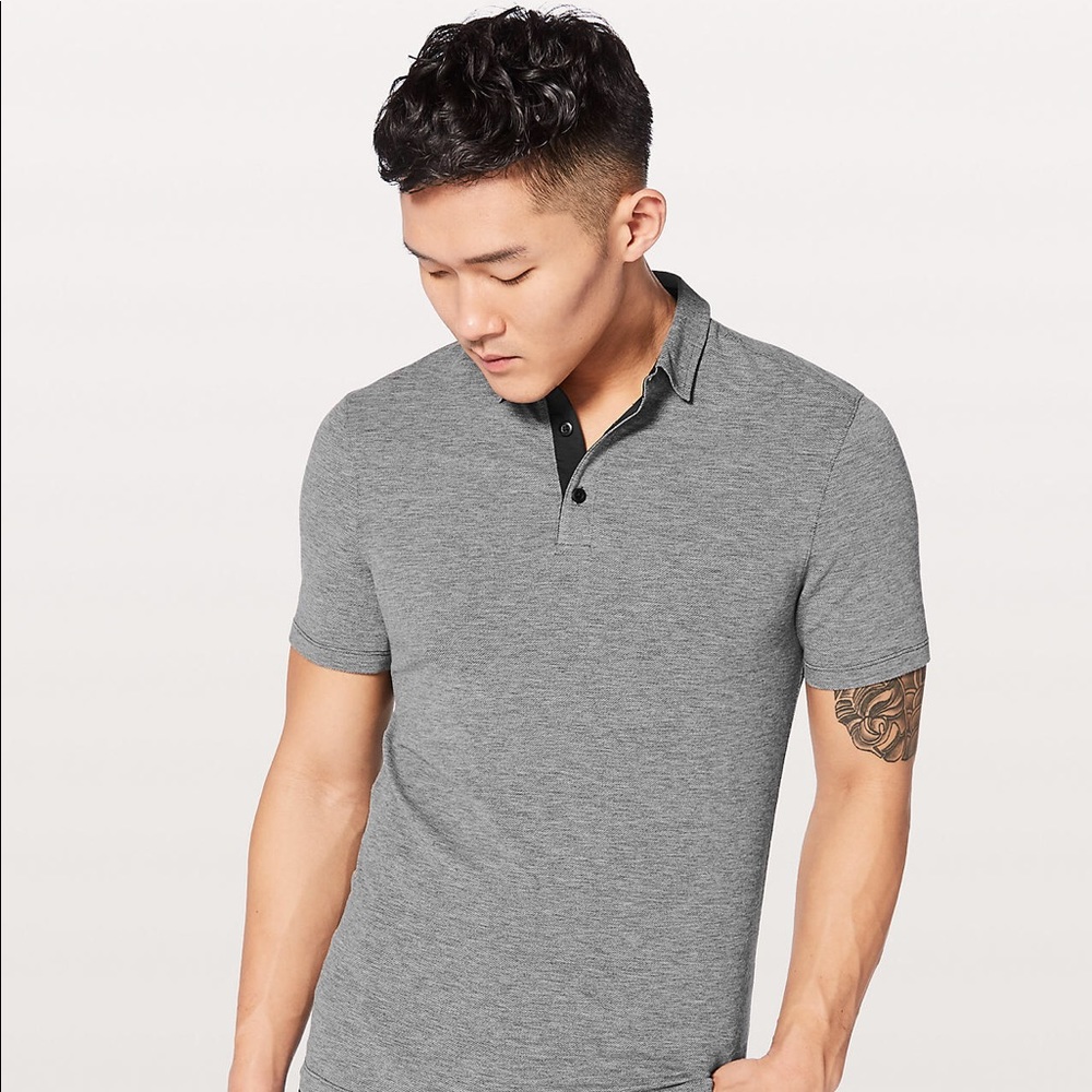 Lululemon Evolution Polo, Heathered Black, Size L